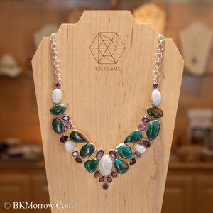 Moonstone, Amethyst, & Turquoise Necklace
